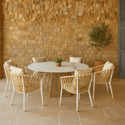 Mesa de comedor redonda '1021' Beige - Espacio Elemental